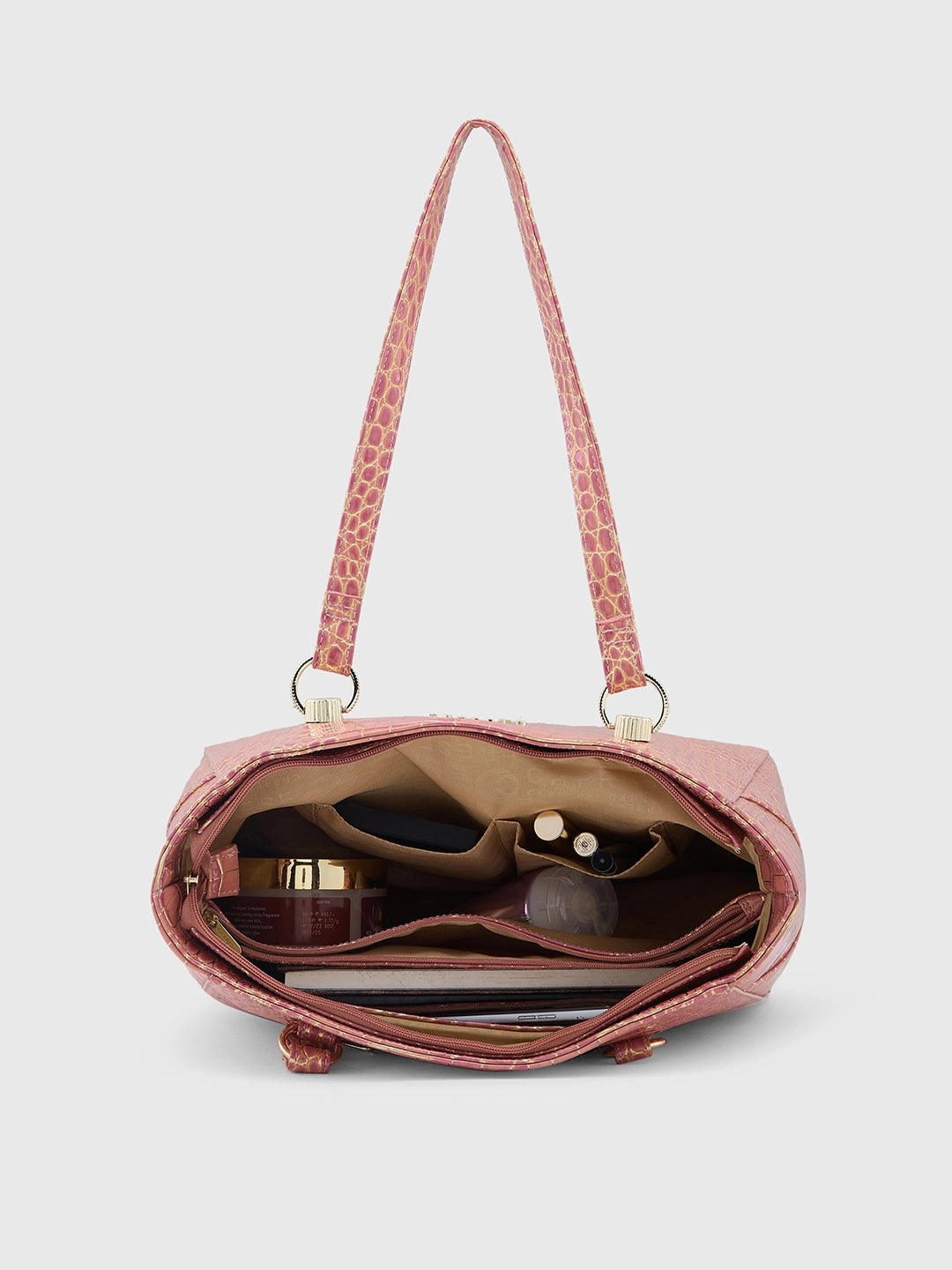 Caprese Miranda Large Croco Pink Tote Bag