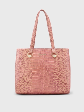 Caprese Miranda Large Croco Pink Tote Bag
