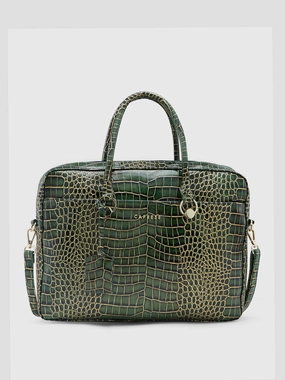 Caprese Miranda Large Green Croco Office Laptop Bag
