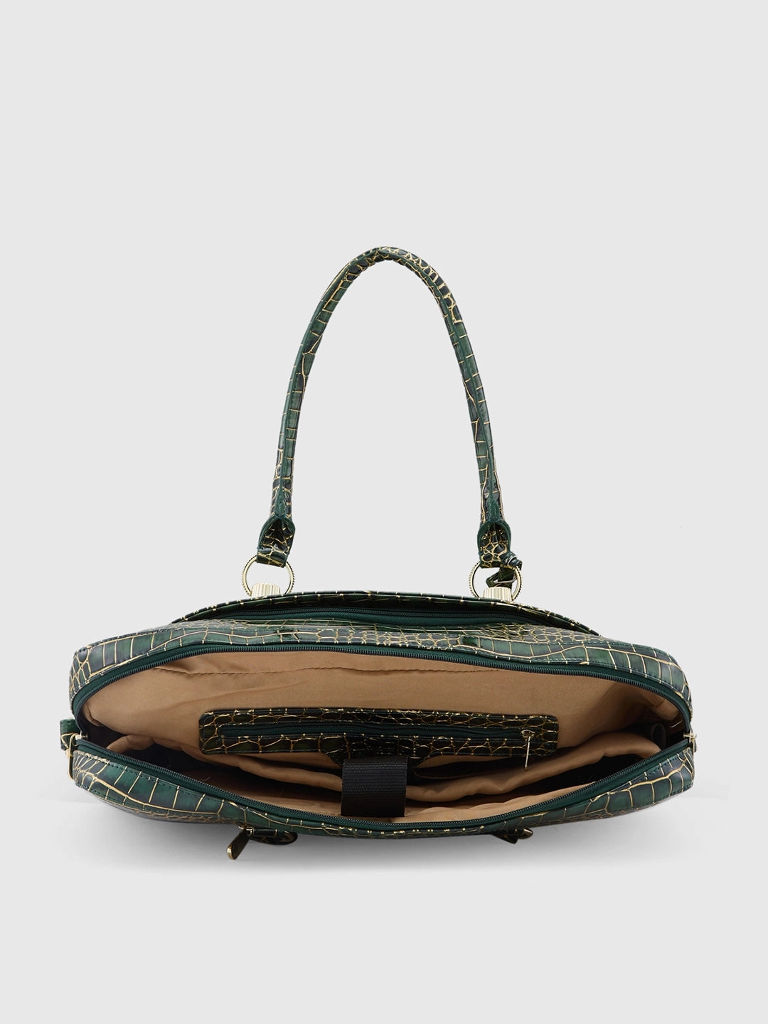 Caprese Miranda Large Green Croco Office Laptop Bag