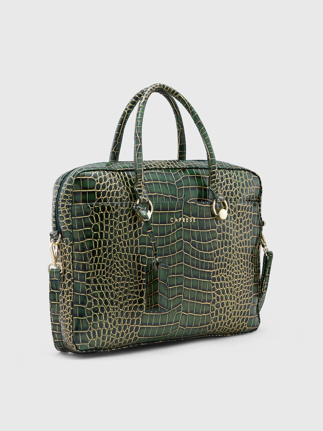 Caprese Miranda Large Green Croco Office Laptop Bag