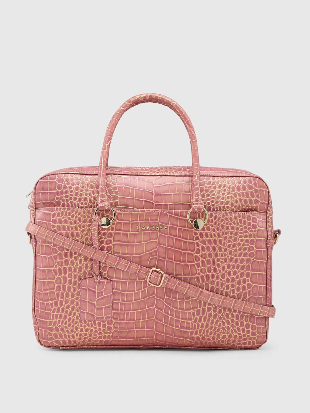 Caprese Miranda Large Pink Croco Office Laptop Bag