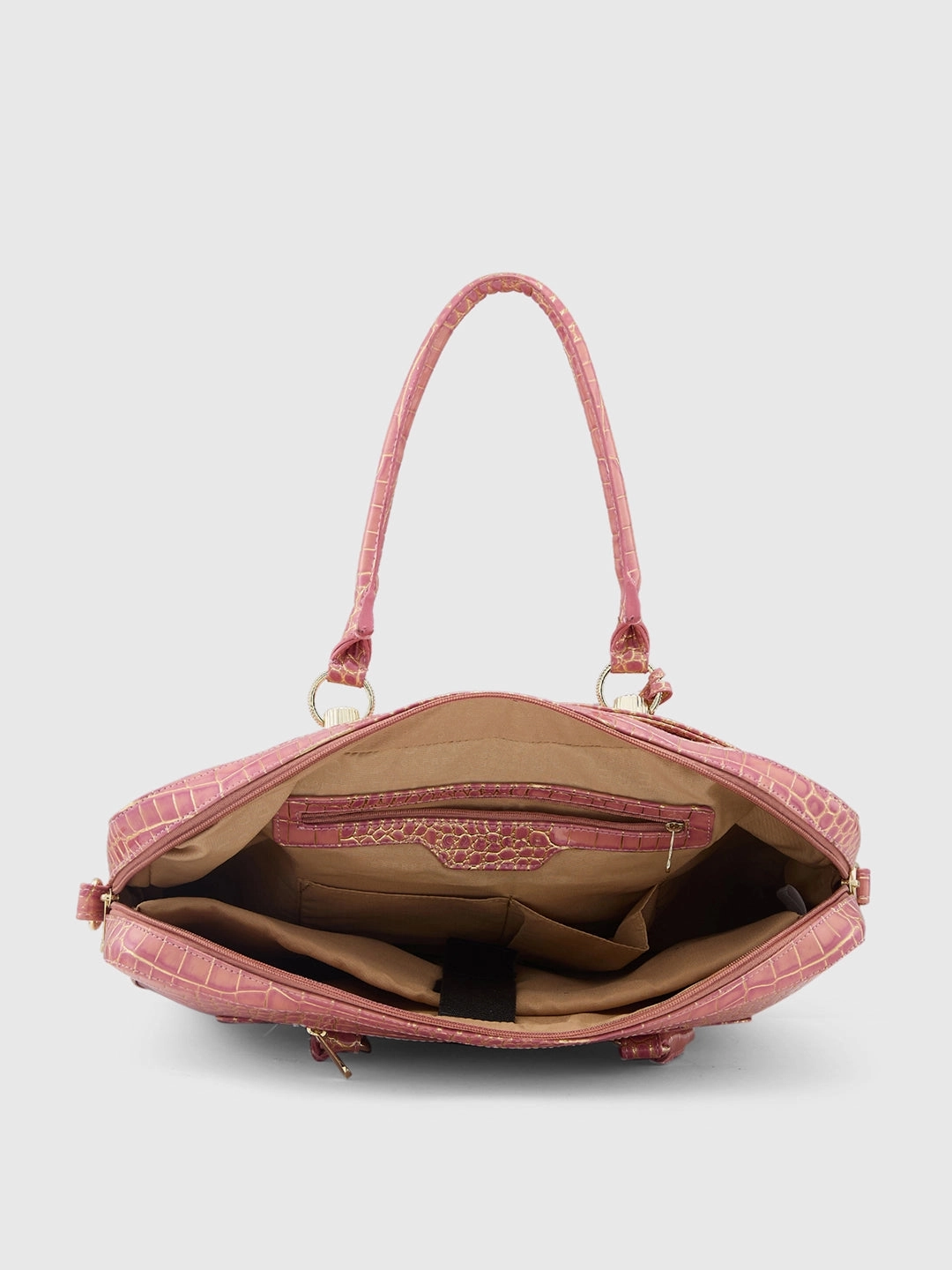 Caprese Miranda Large Pink Croco Office Laptop Bag