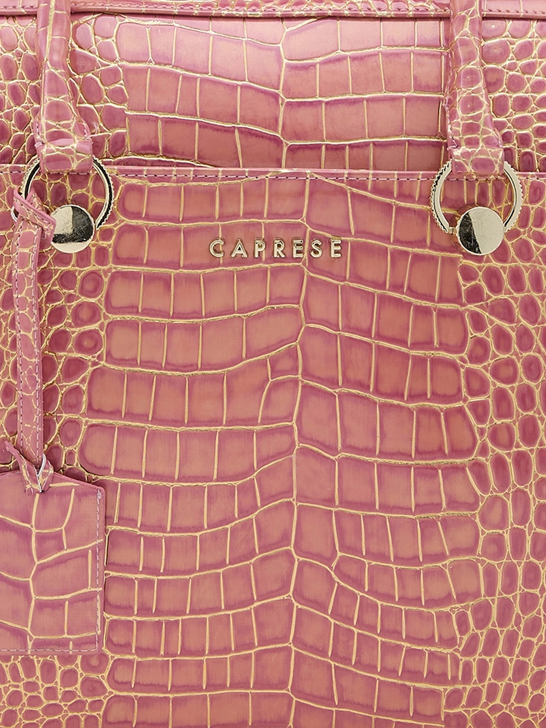 Caprese Miranda Large Pink Croco Office Laptop Bag