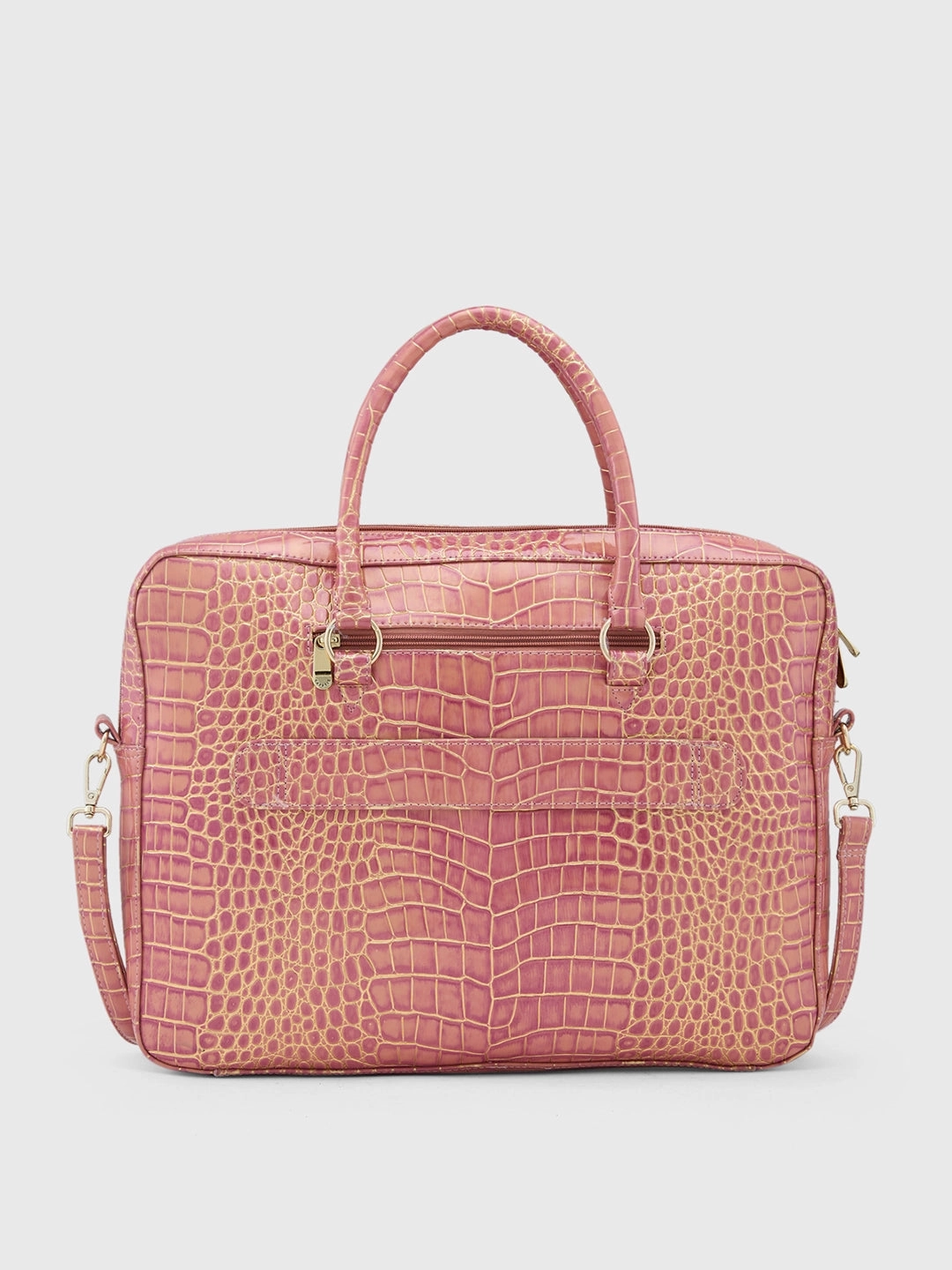 Caprese Miranda Large Pink Croco Office Laptop Bag