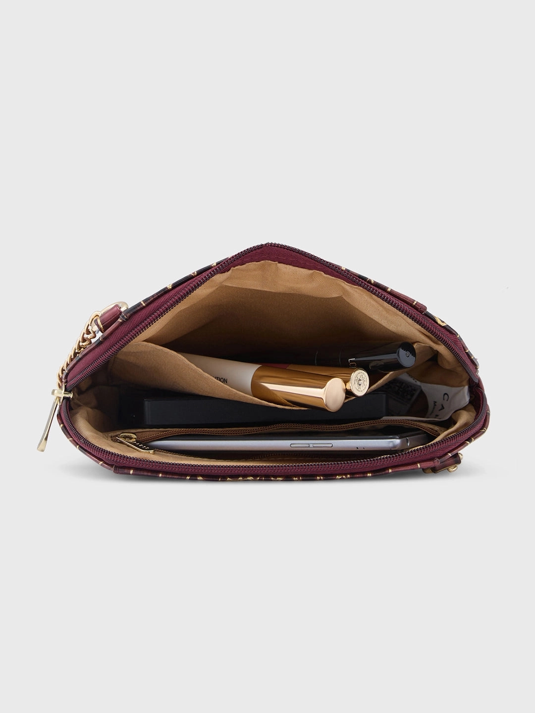 Caprese Miranda Small Croco Burgundy Sling Bag