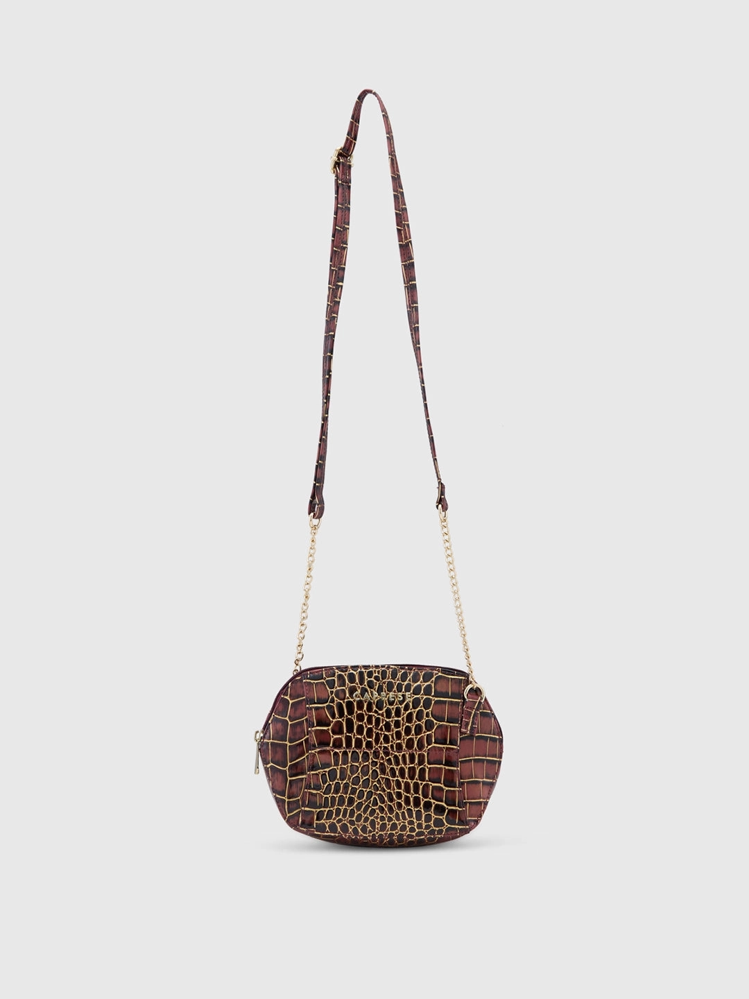 Caprese Miranda Small Croco Burgundy Sling Bag