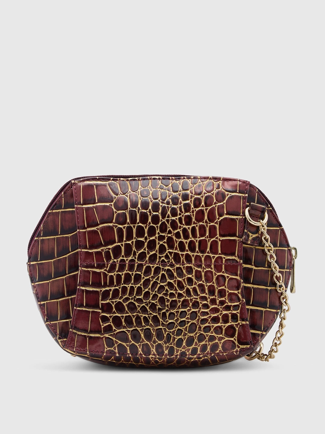 Caprese Miranda Small Croco Burgundy Sling Bag
