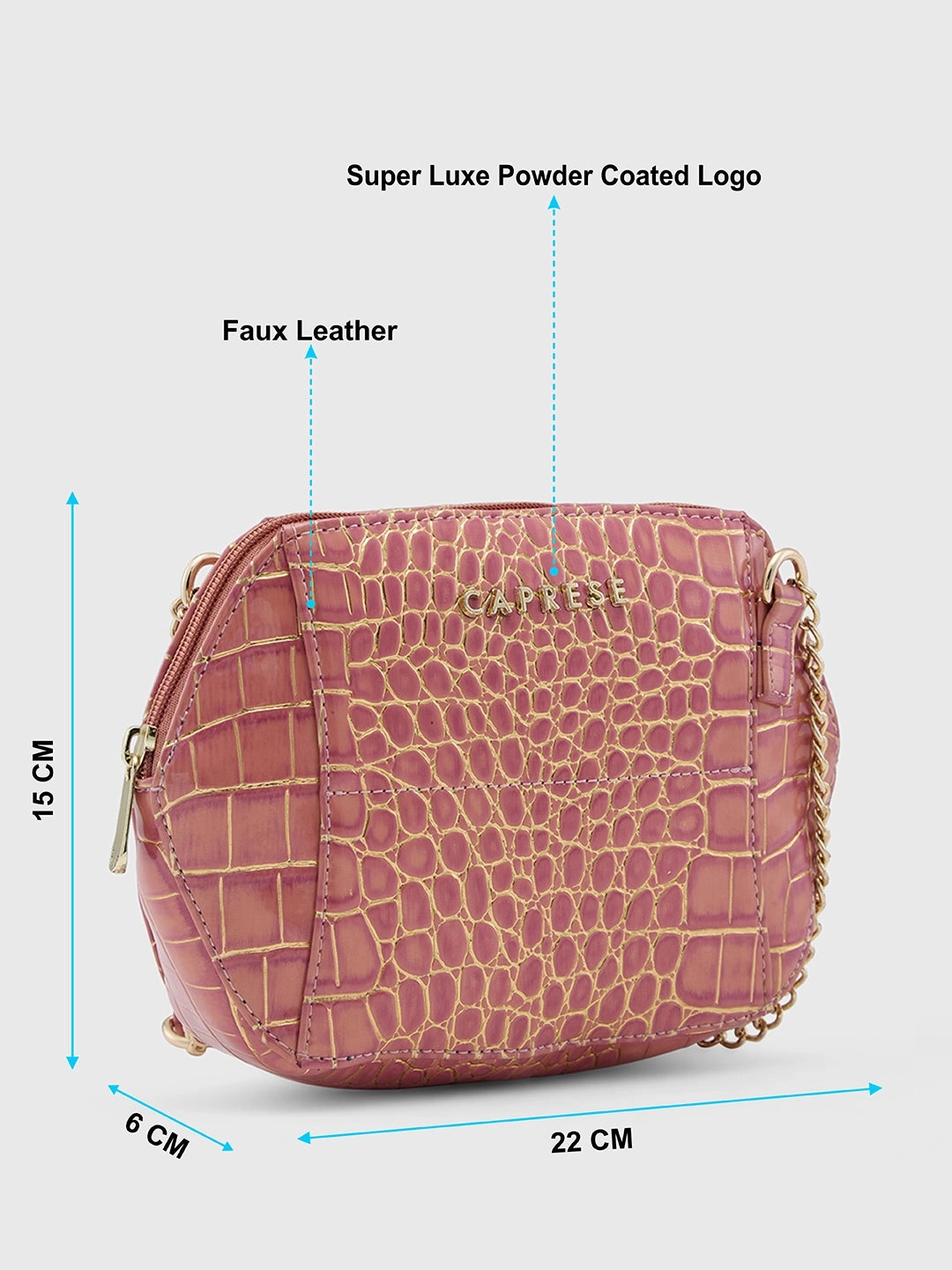 Caprese Miranda Small Croco Pink Sling Bag