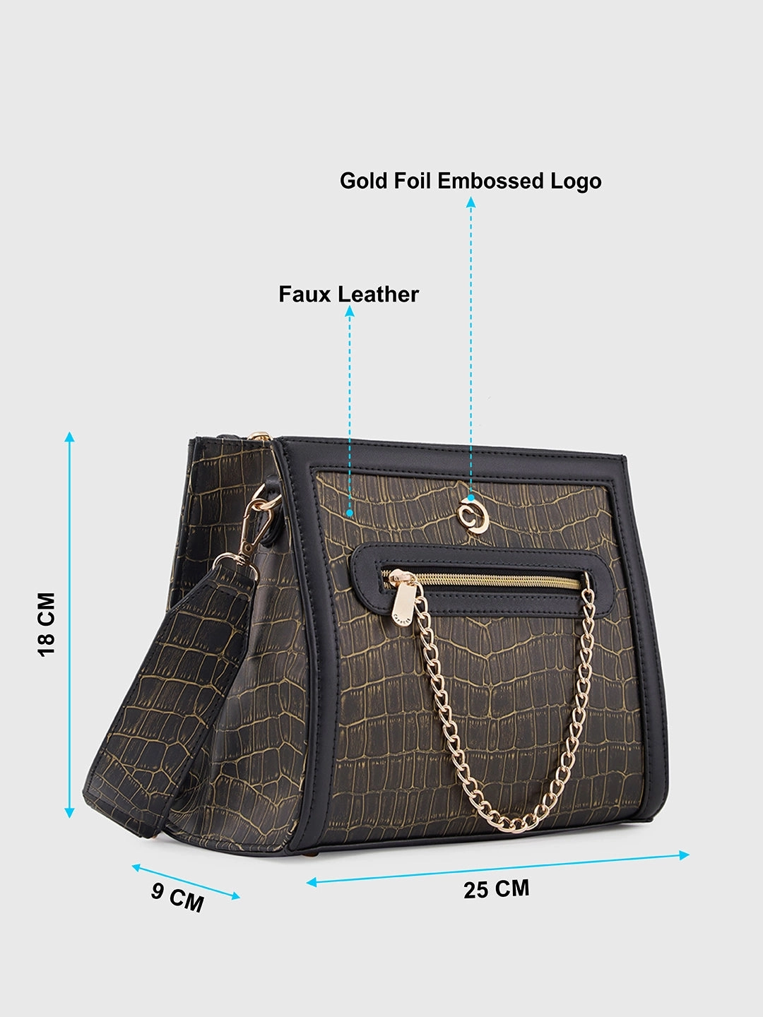 Caprese Mist Medium Black Crossbody Bag