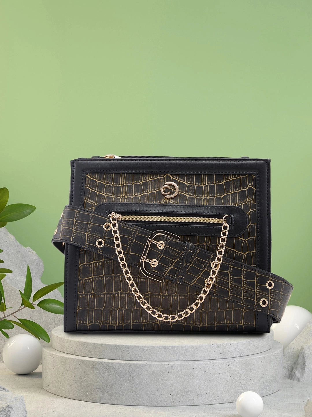 Caprese Mist Medium Black Crossbody Bag