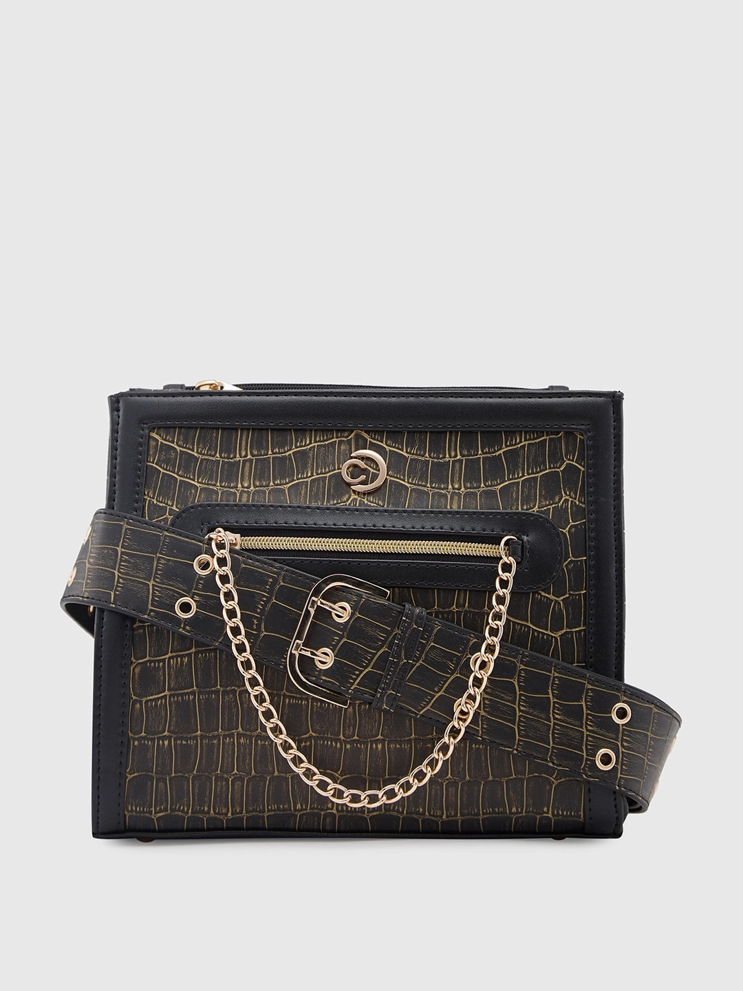 Caprese Mist Medium Black Crossbody Bag
