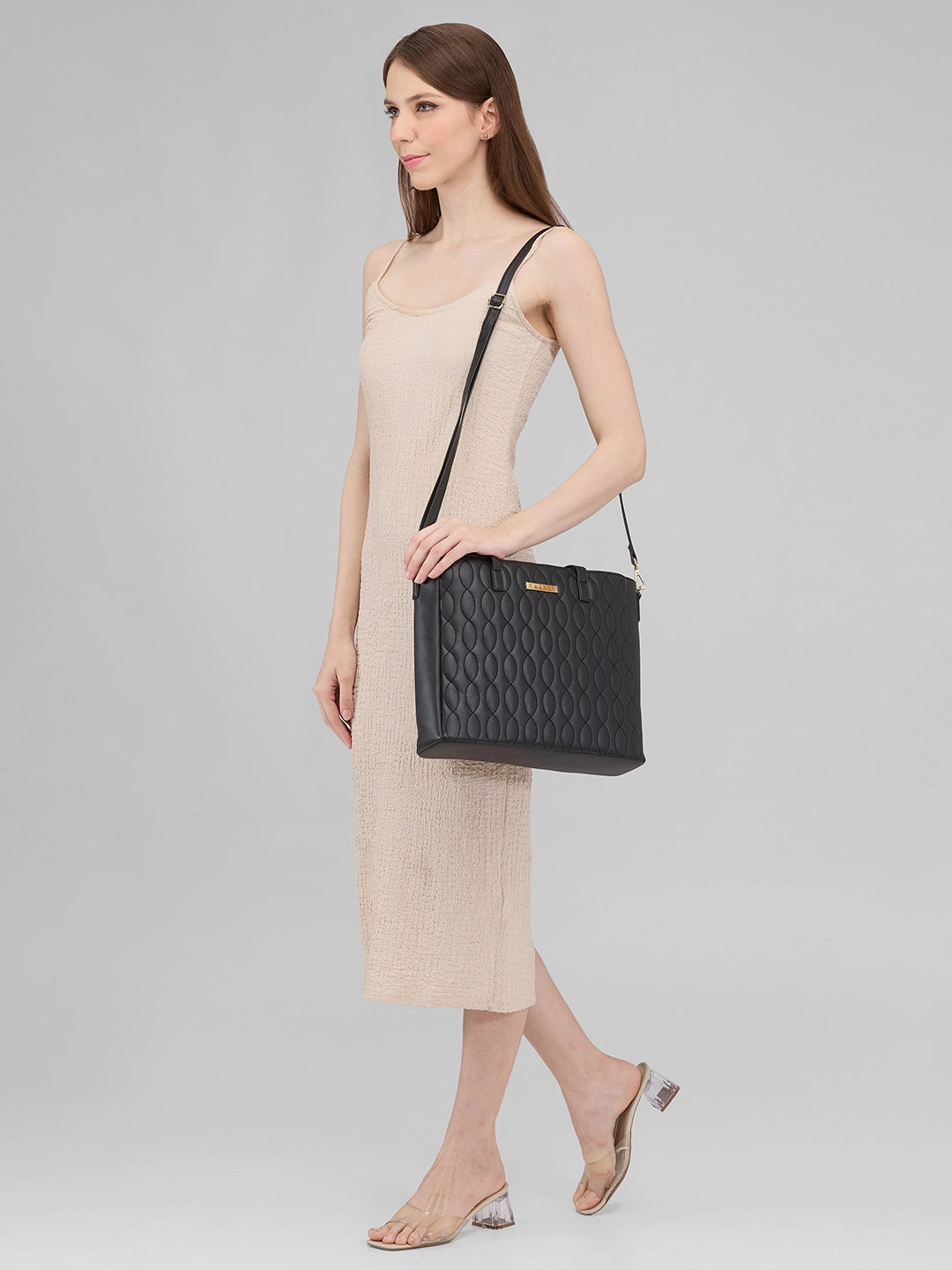 Caprese Mubi Small Black Tote Bag