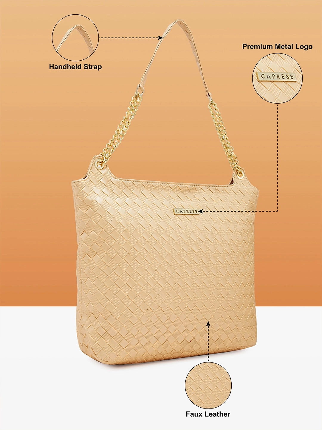 Caprese Nikita Medium Gold Hobo Bag