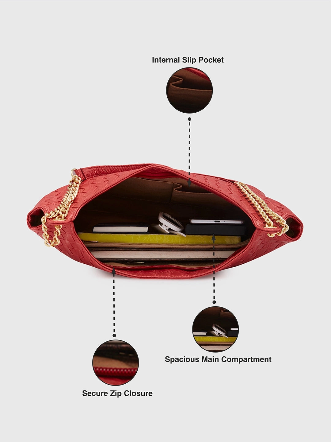 Caprese Nikita Medium Maroon Hobo Bag