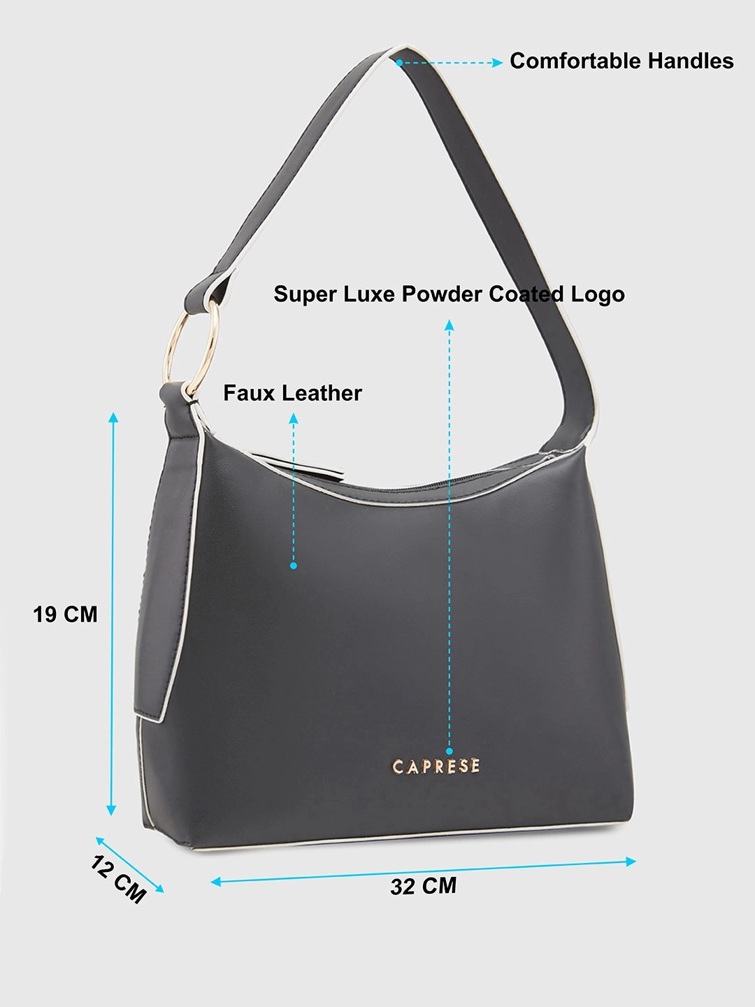 Caprese Olbia Medium Black Hobo Bag
