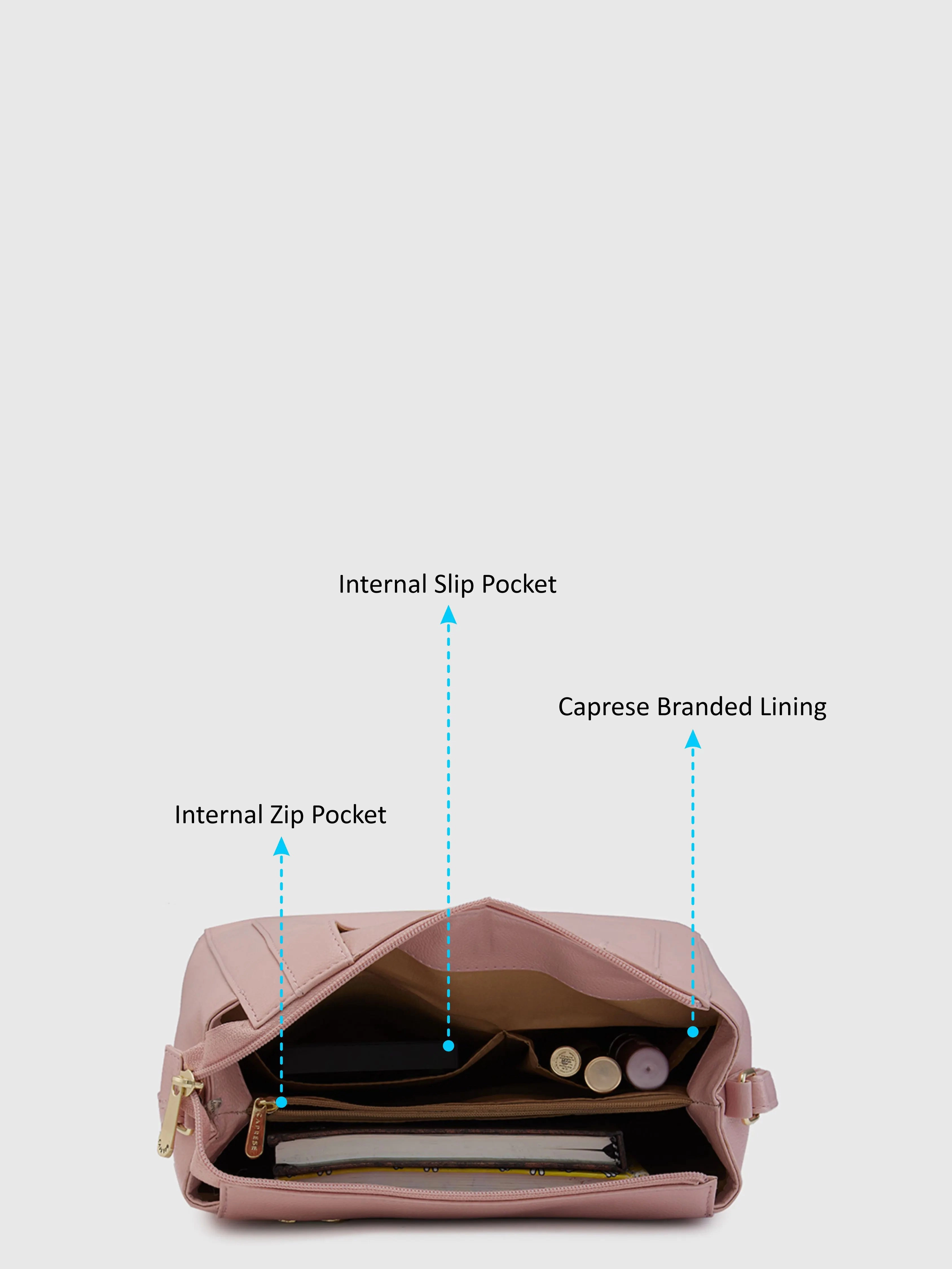 Caprese Peach Medium Dull Pink Hobo Bag