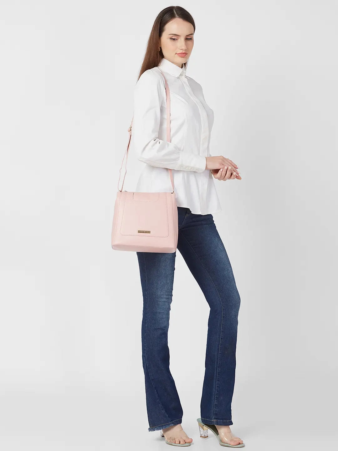 Caprese Peach Medium Dull Pink Hobo Bag
