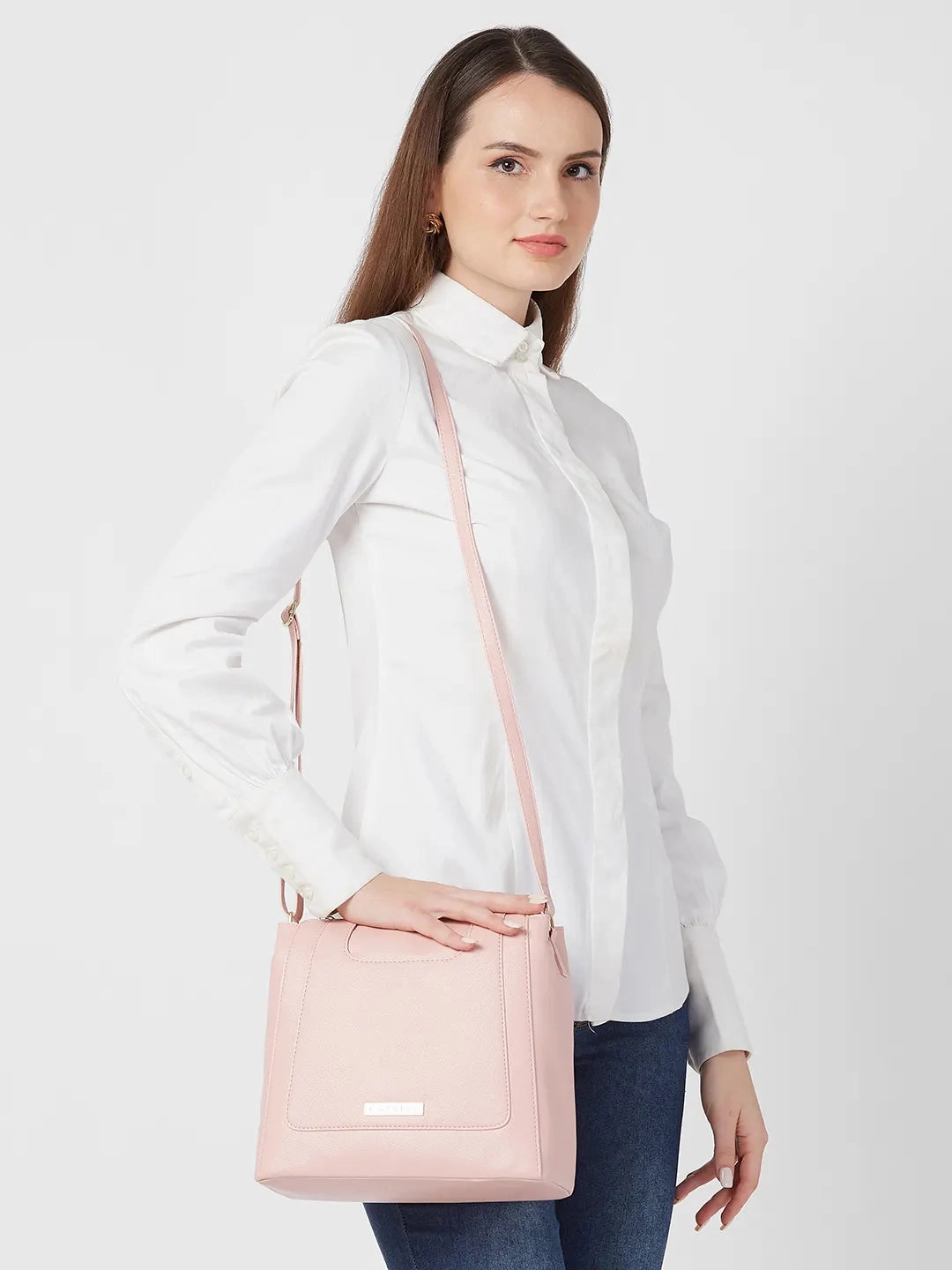 Caprese Peach Medium Dull Pink Hobo Bag