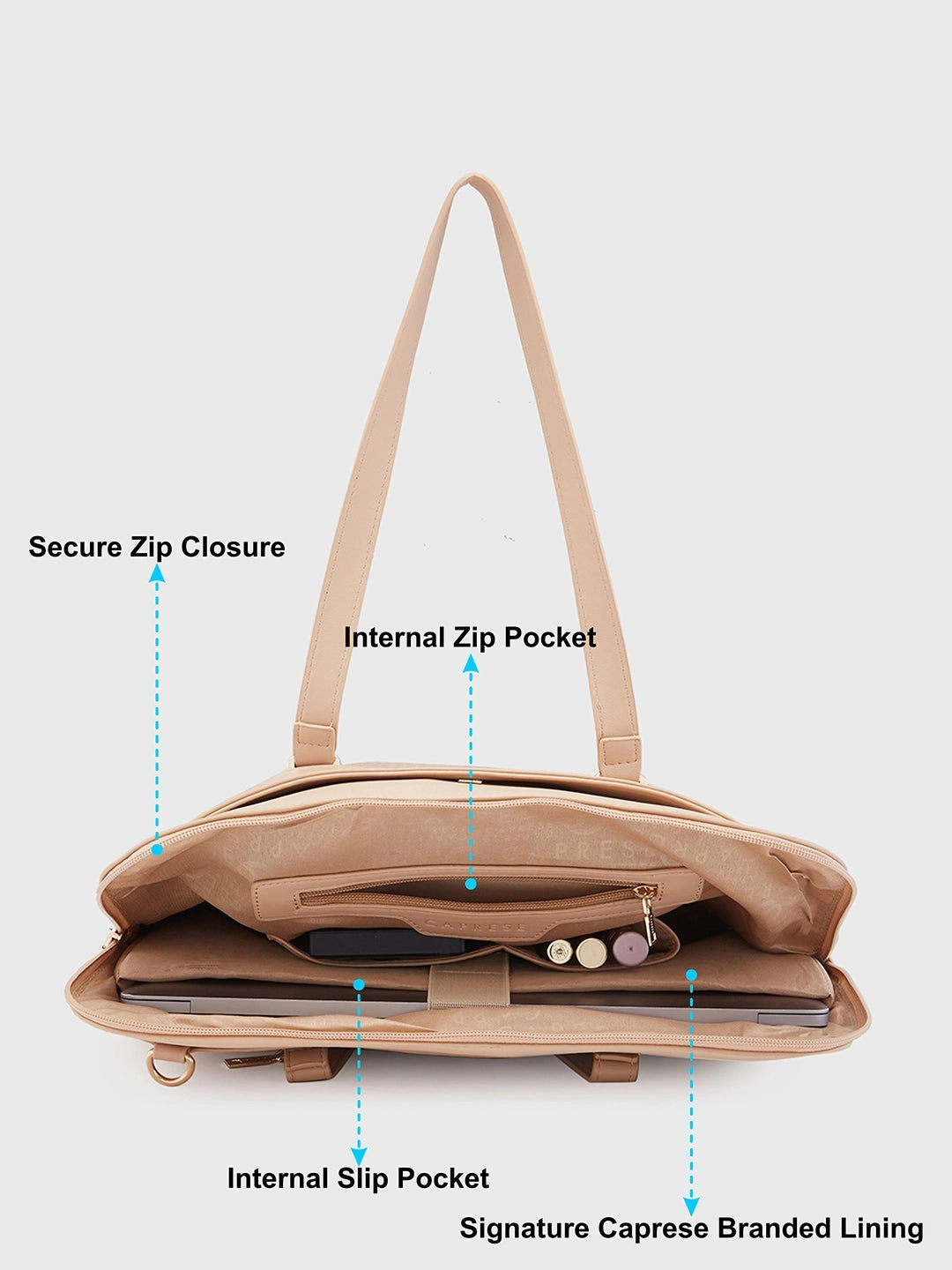 Caprese Rima Medium Brown Laptop Bag