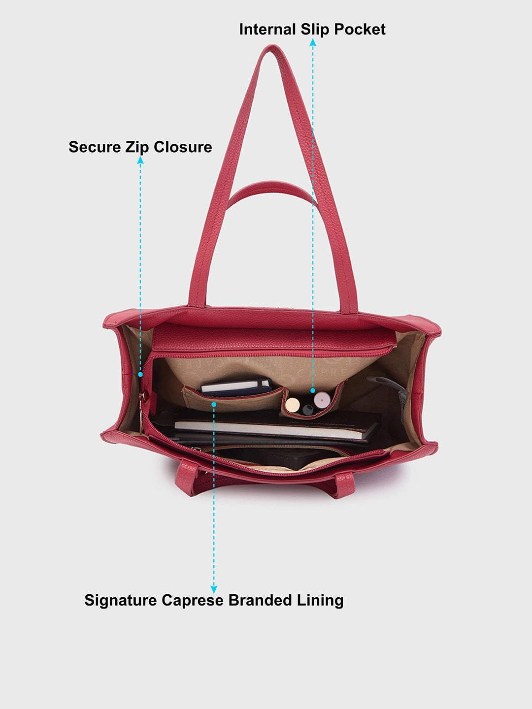 Caprese Roni Medium Red Tote Bag