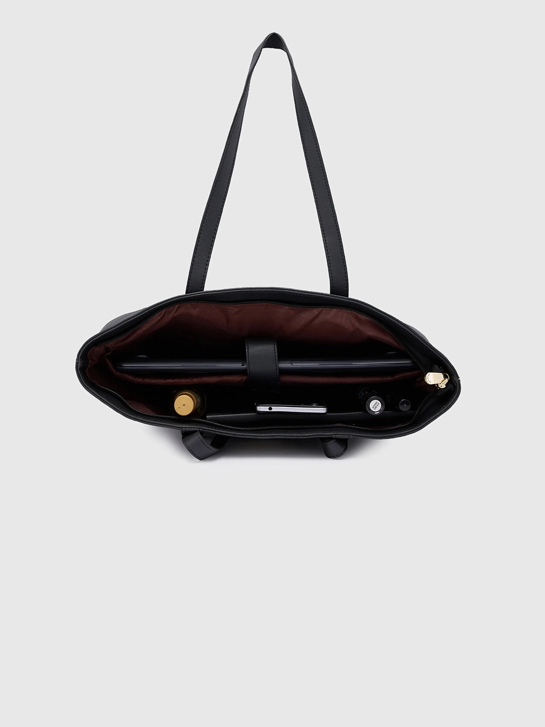 Caprese Sameera Large Black Laptop Tote Bag