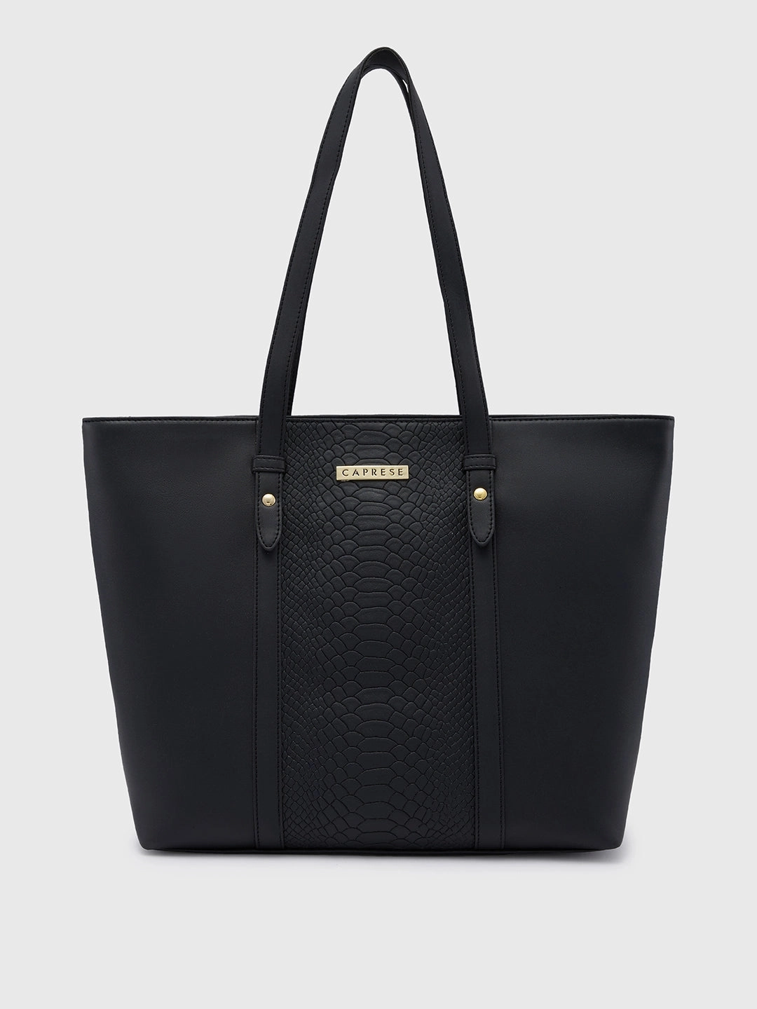 Caprese Sameera Large Black Laptop Tote Bag