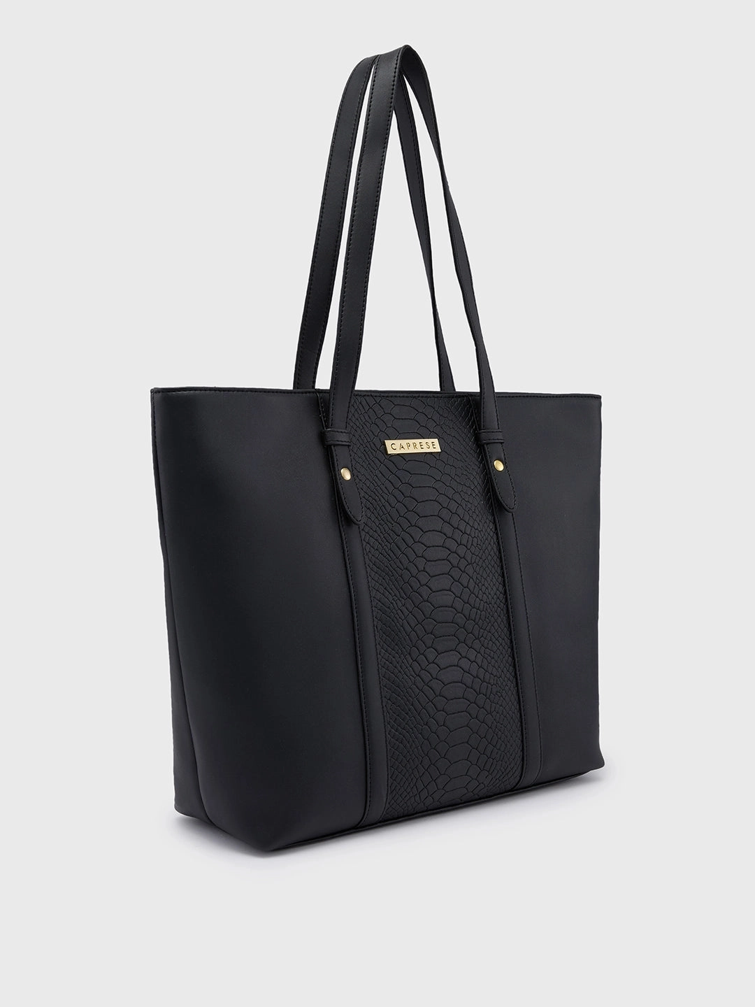 Caprese Sameera Large Black Laptop Tote Bag