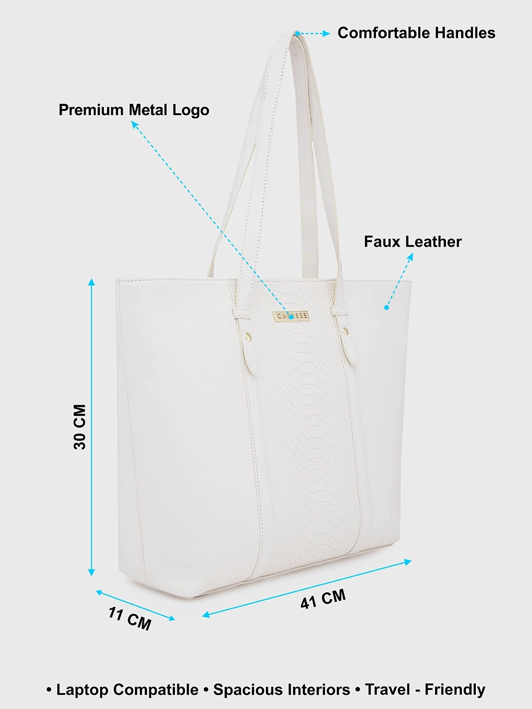 Caprese Sameera Tote Large Off White Laptop Bag