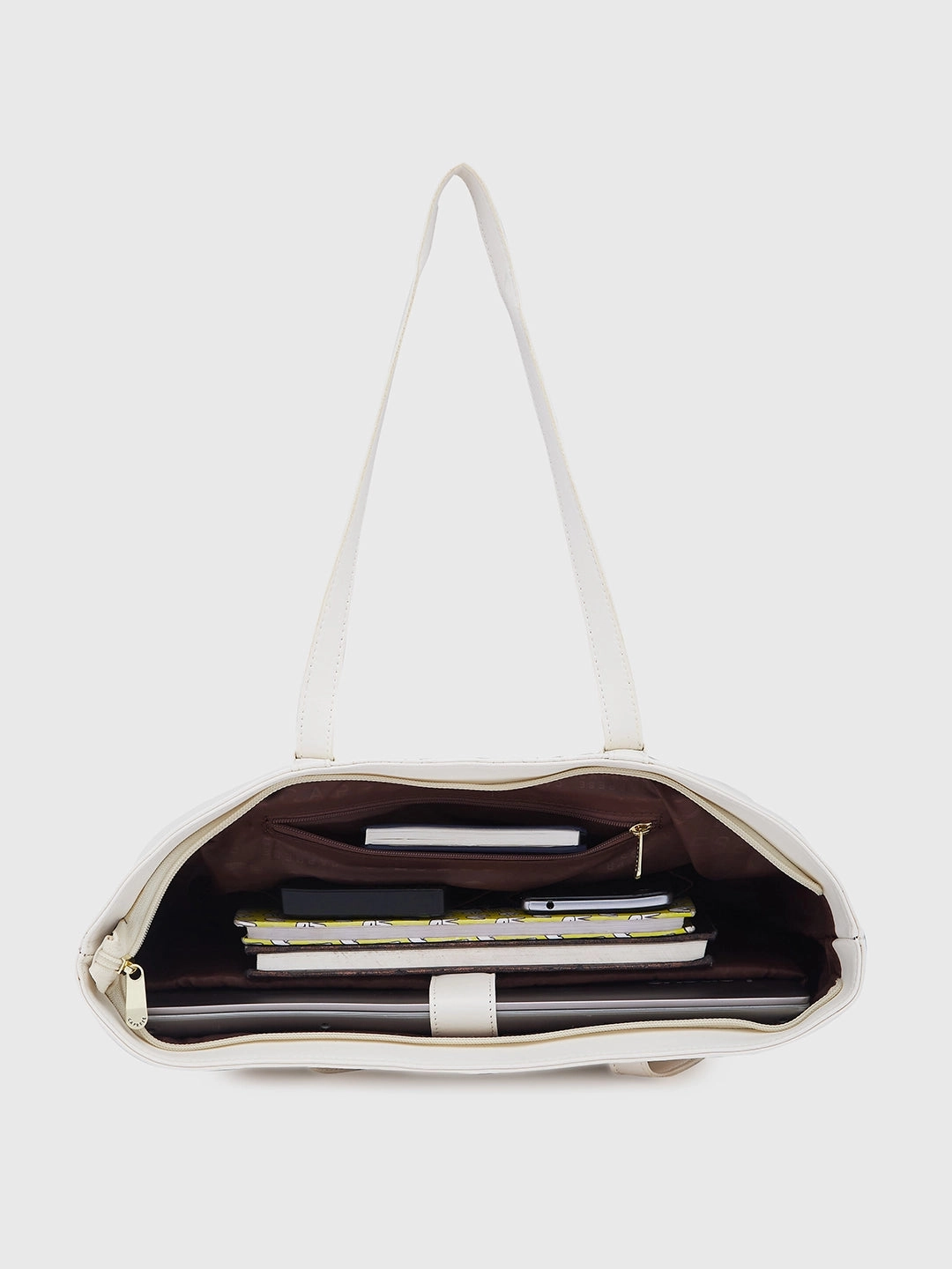 Caprese Sameera Tote Large Off White Laptop Bag