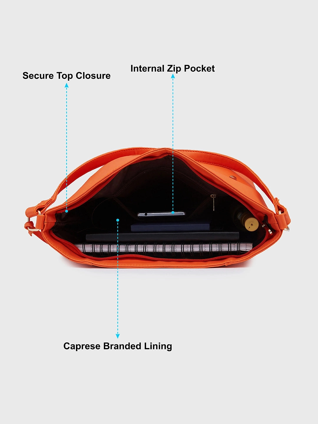 Caprese Sari Medium Burnt Orange Hobo Bag