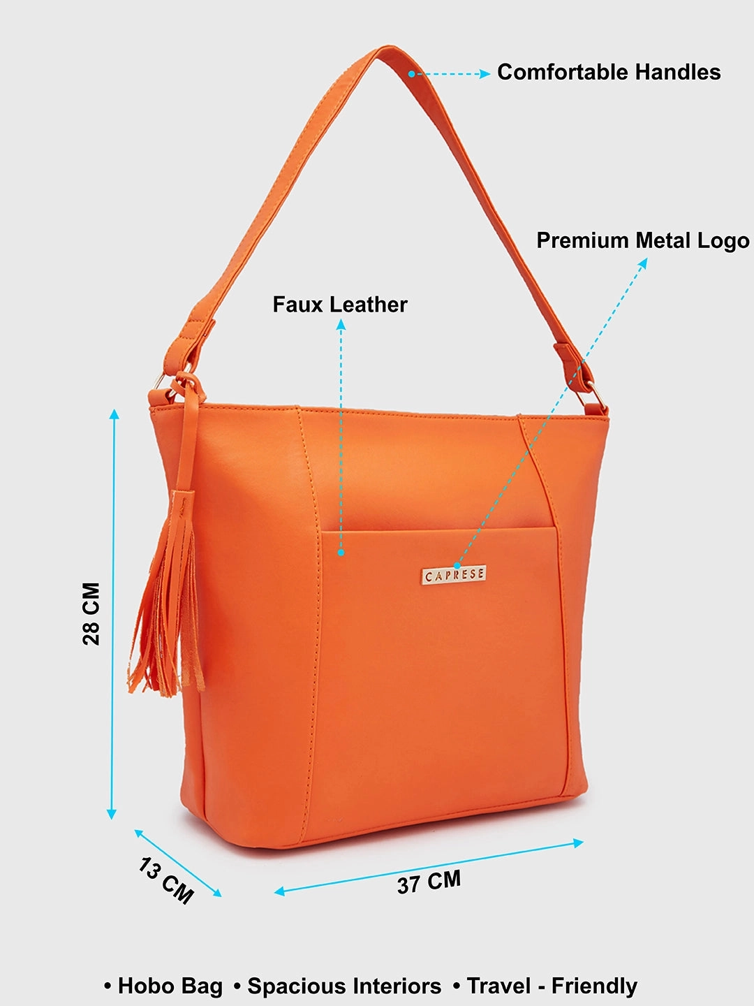 Caprese Sari Medium Burnt Orange Hobo Bag