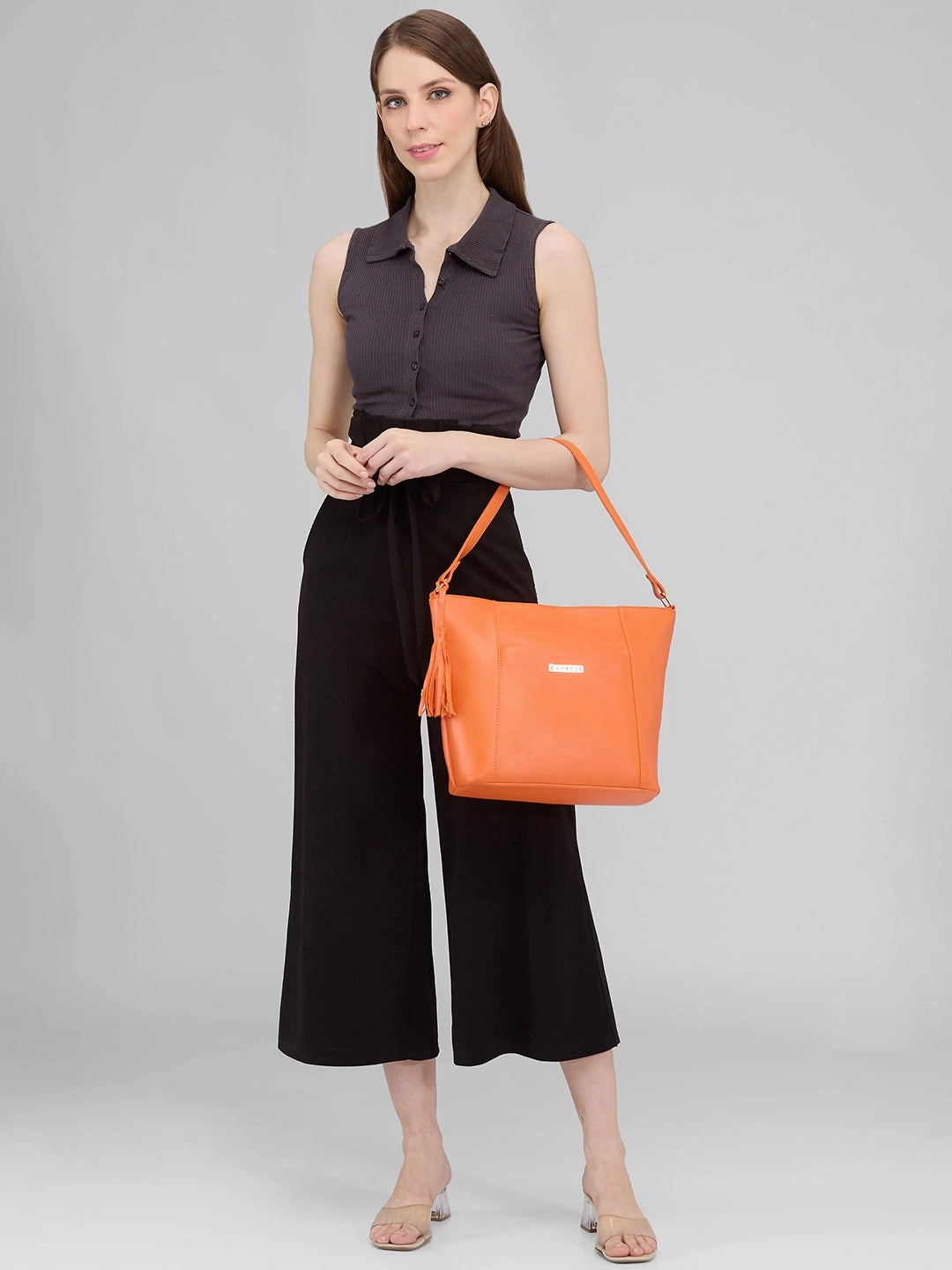 Caprese Sari Medium Burnt Orange Hobo Bag