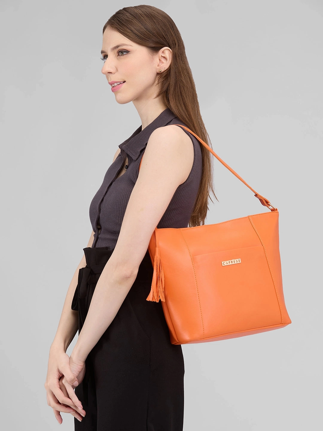 Caprese Sari Medium Burnt Orange Hobo Bag