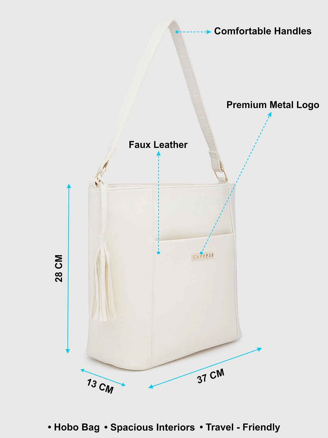 Caprese Sari Medium Off White Hobo Bag