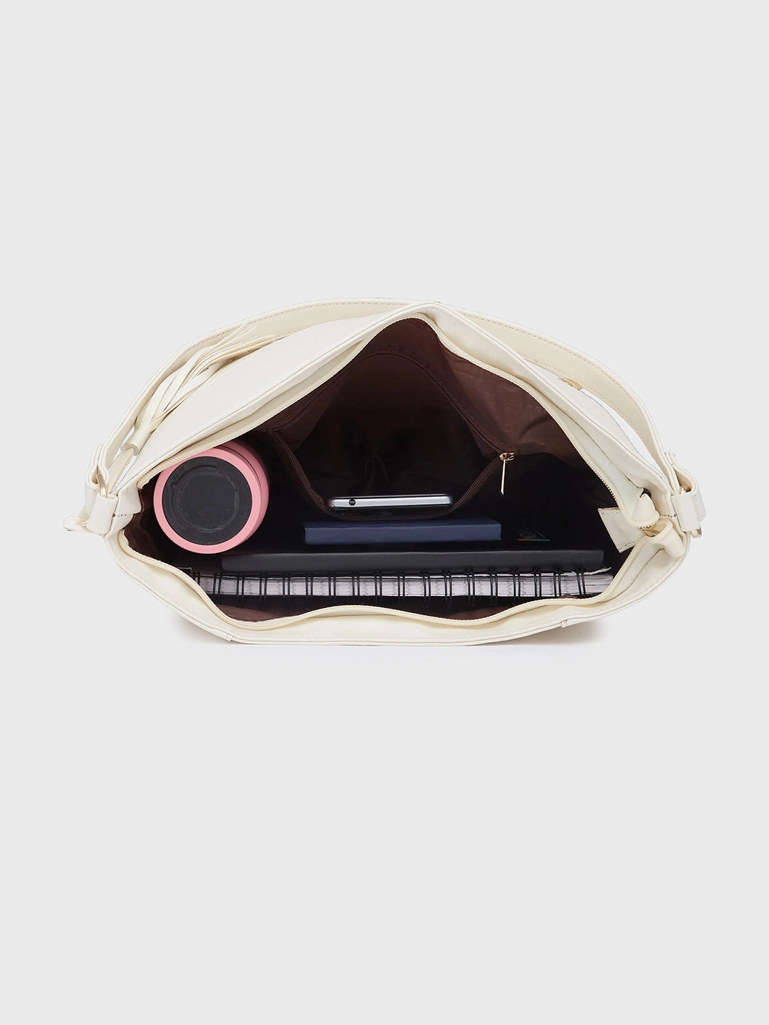 Caprese Sari Medium Off White Hobo Bag