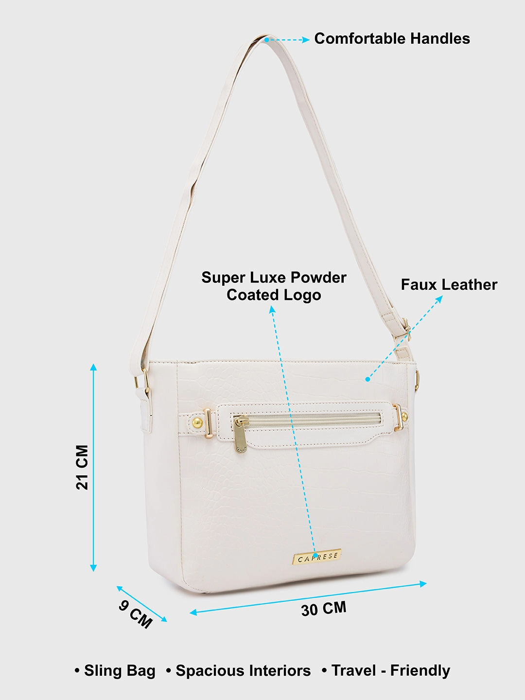 Caprese Savina Medium Off White Sling Bag
