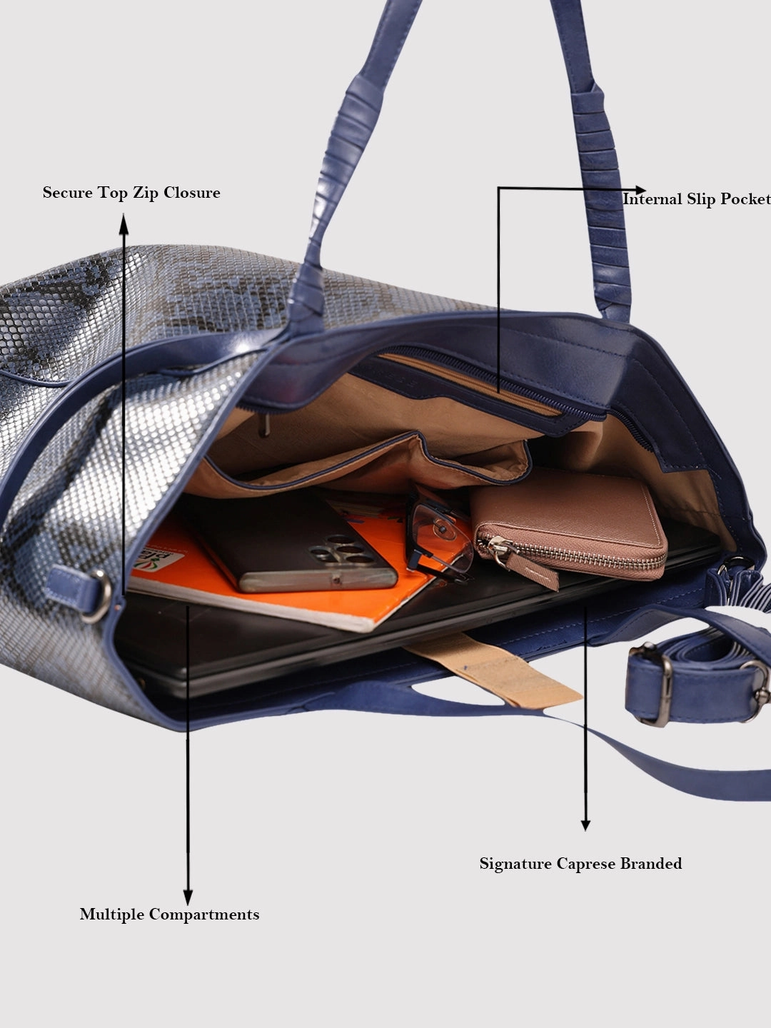 Caprese Saylor Large Blue Laptop Tote