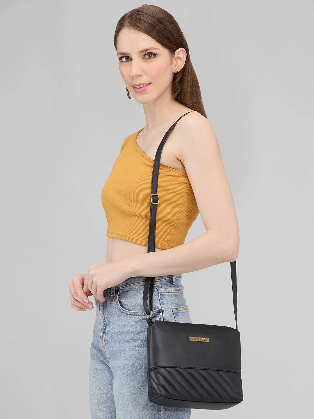 Caprese Serene Small Black Sling Bag