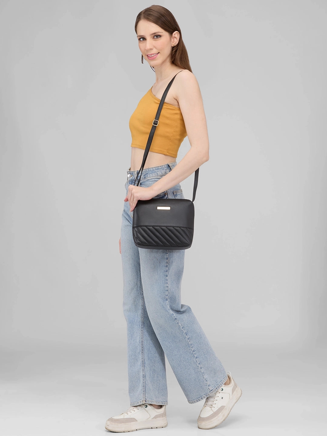 Caprese Serene Small Black Sling Bag