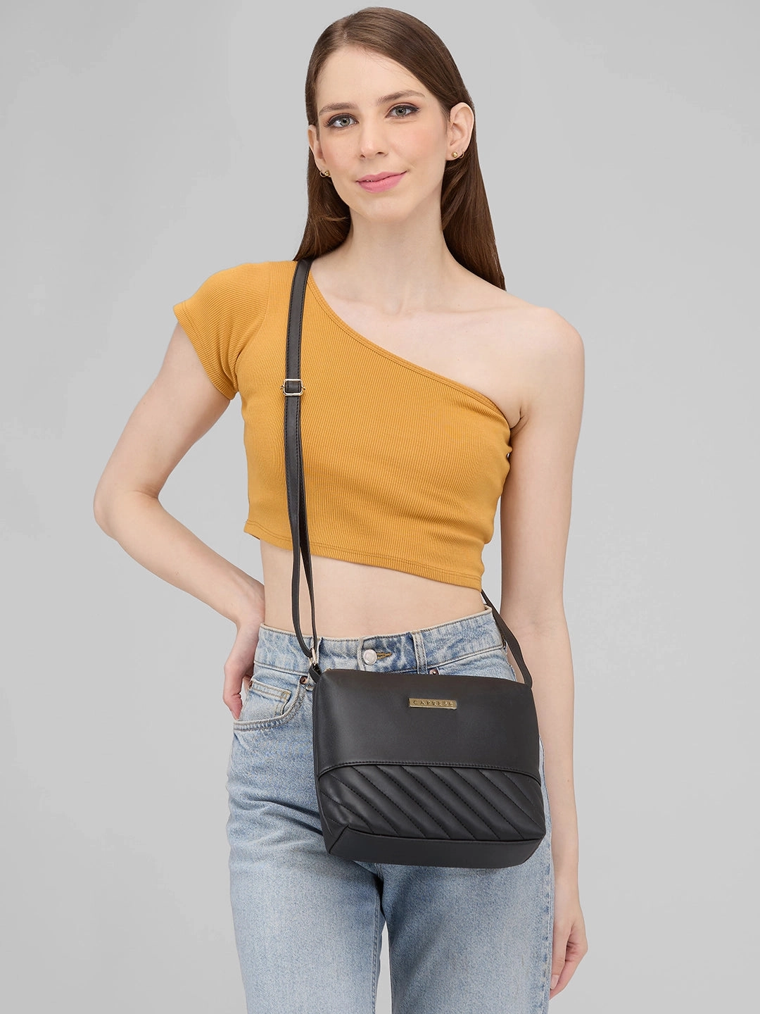 Caprese Serene Small Black Sling Bag