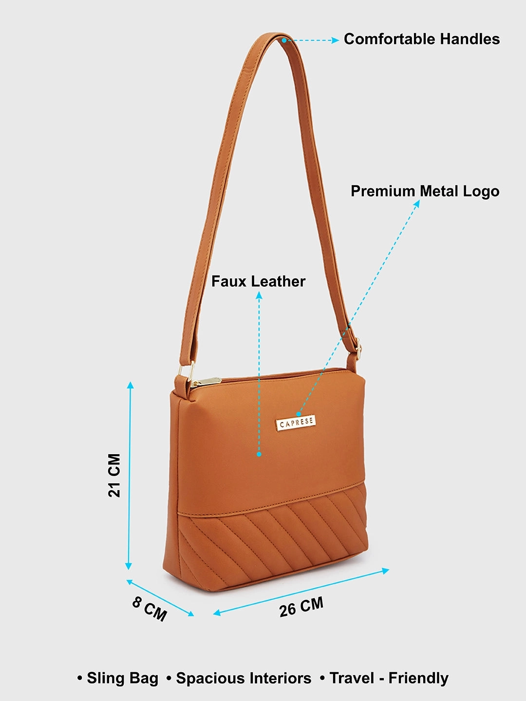 Caprese Serene Small Tan Sling Bag