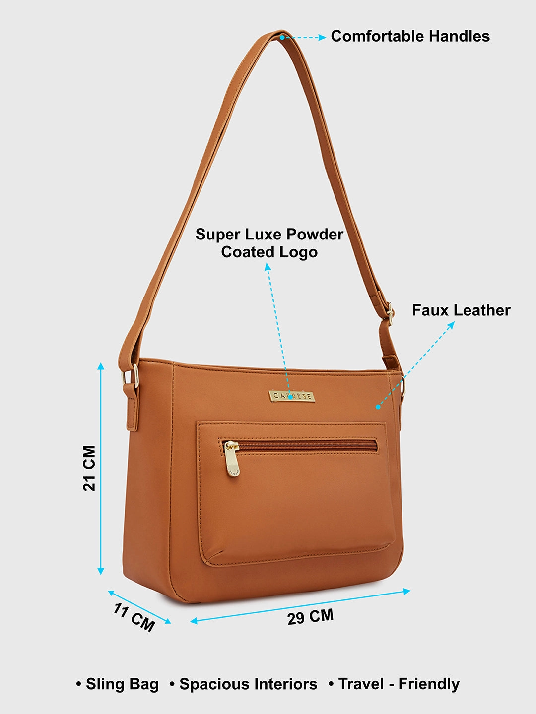 Caprese Shanon Large Tan Sling Bag