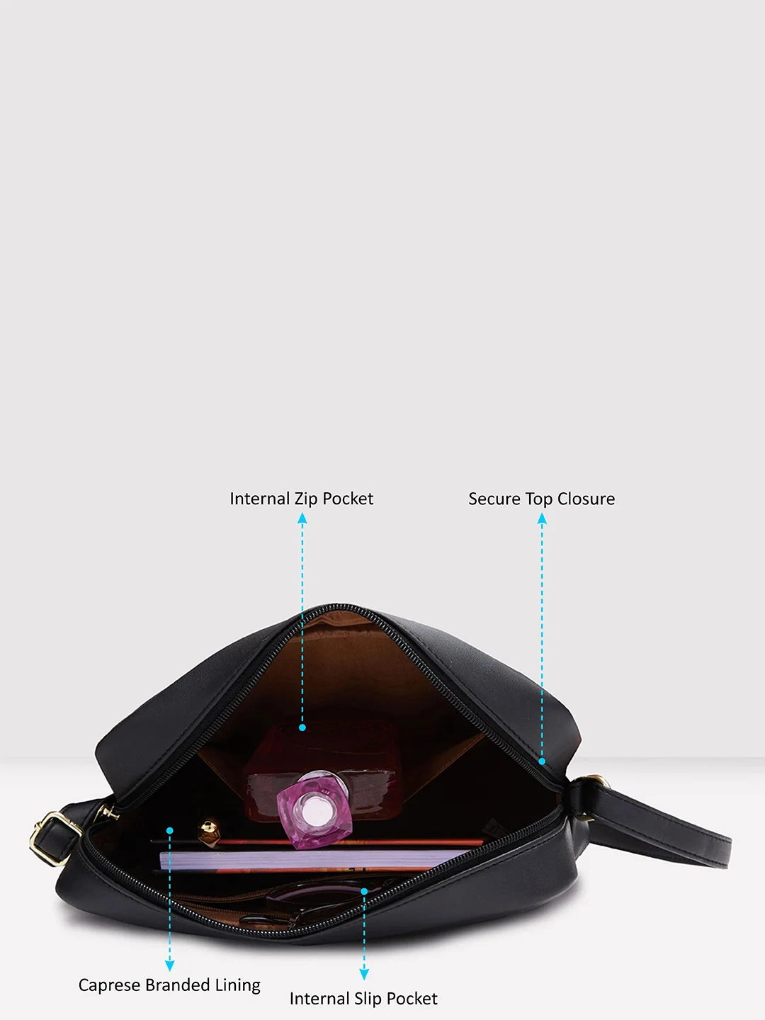 Caprese Siesta Small Black Sling Bag
