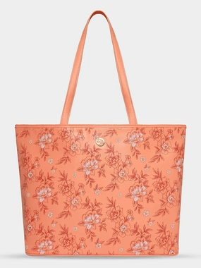 Caprese Snow Printed Large Coral Laptop Tote