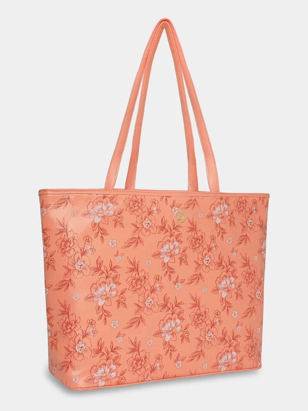 Caprese Snow Printed Large Coral Laptop Tote
