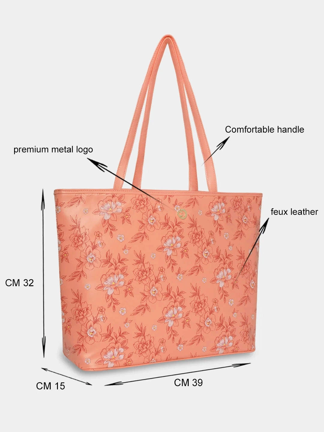 Caprese Snow Printed Large Coral Laptop Tote