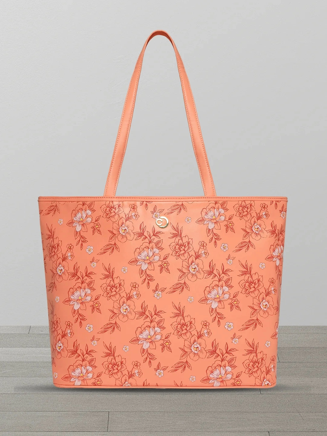Caprese Snow Printed Large Coral Laptop Tote
