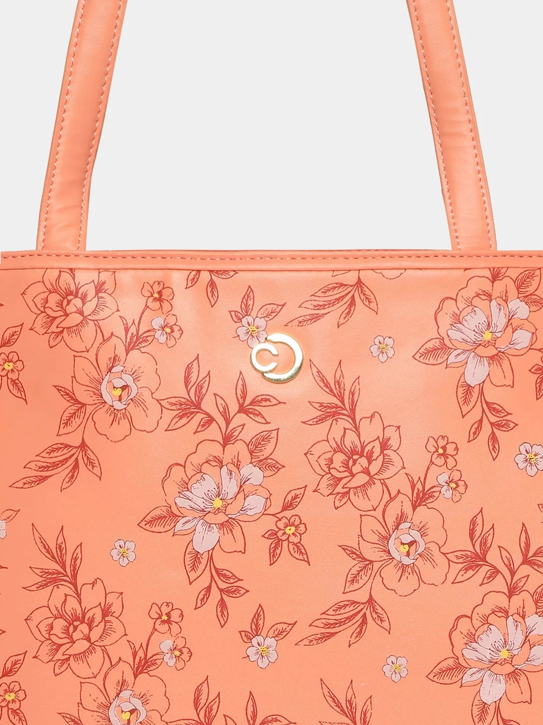 Caprese Snow Printed Large Coral Laptop Tote