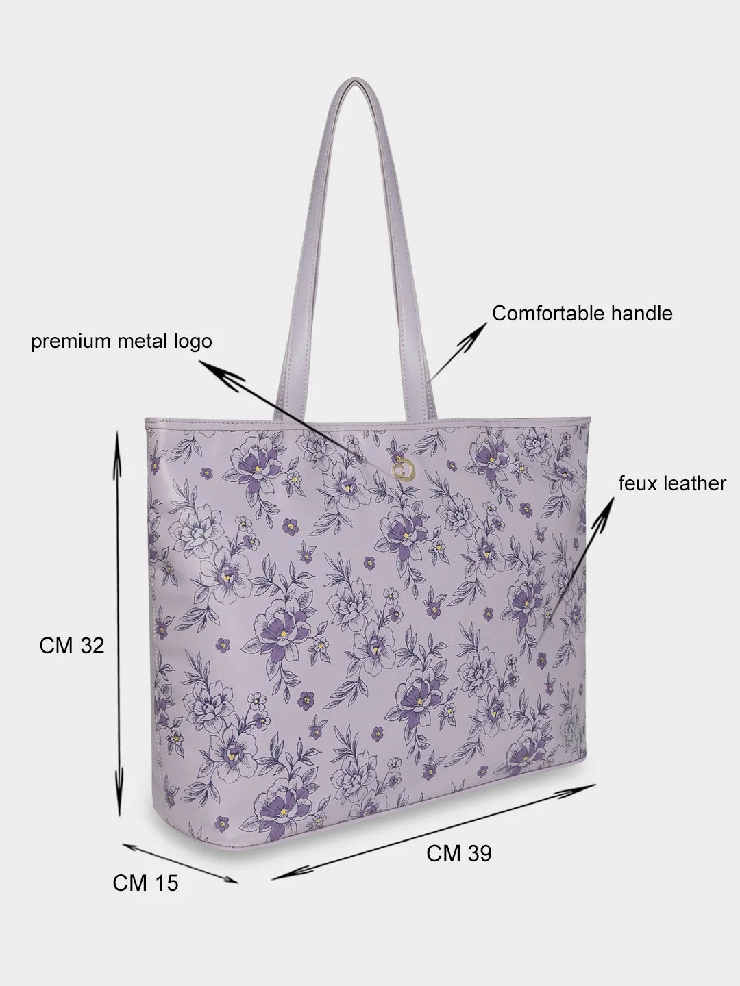 Caprese Snow Printed Large Lavender Laptop Tote